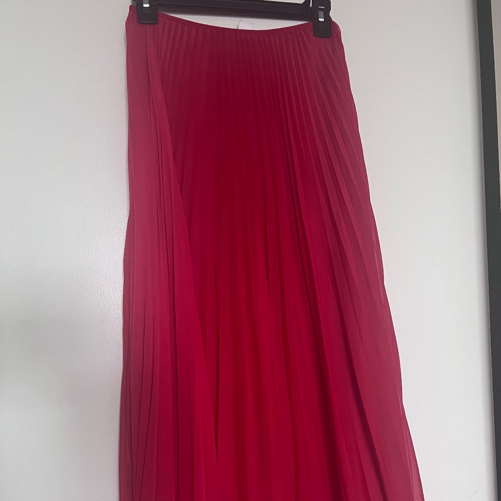 H&M Red Maxi Pleaded Skirt, Women's Size S